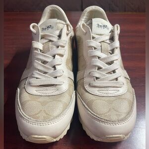 Coach Cream and Beige Signature Low-Top Sneakers
